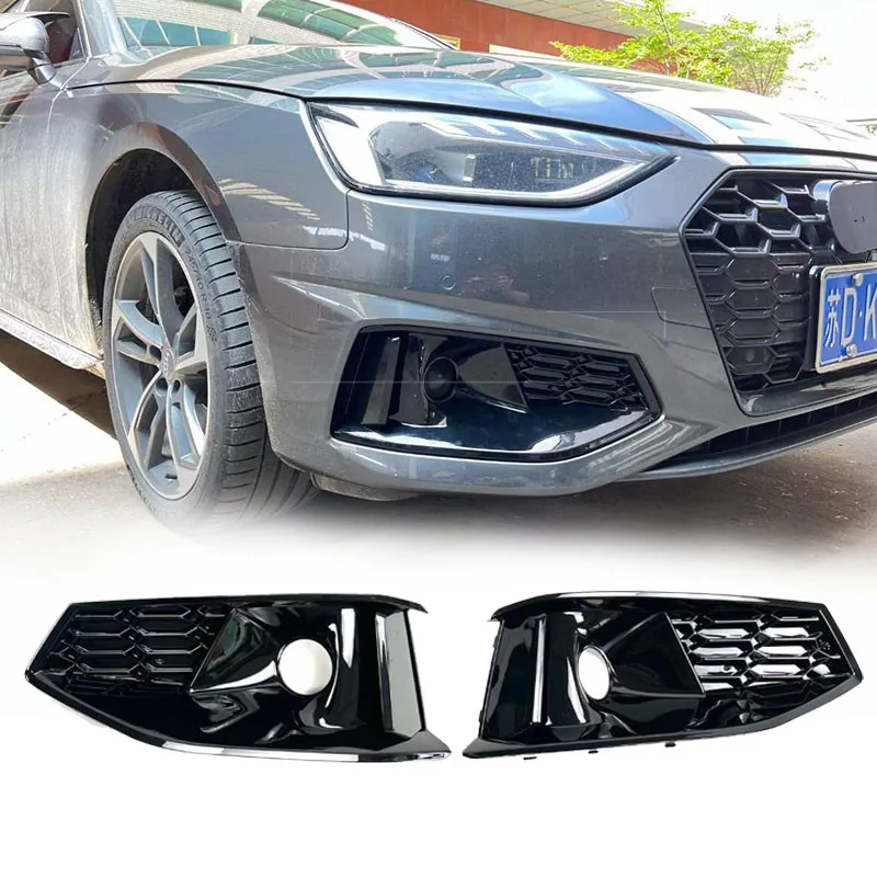 Fog Light Frame For Audi A4 2021 2022 2023 2024 Front Bumper Racing Grills B9.5 Standard Version Fog Light Cover Car Accessories
