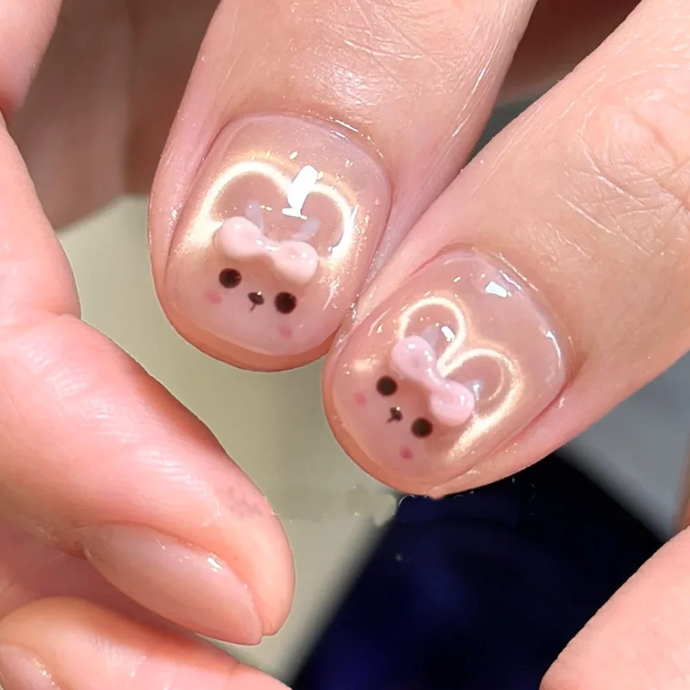 2/4/5Pcs Lovely Rabbit Bear Shaped Cat Eye Magnet Set Fold Ear Bunny Iron Sheet On Nails UV Gel Polish Manicure Magnetic Tools *