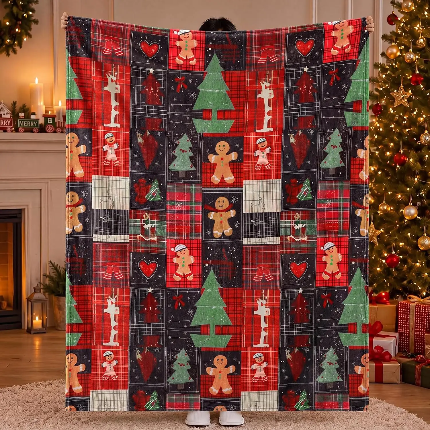 Merry Christmas Flannel Blanket Santa Claus Lovely Snowman Printed Throw Blanket Home Office Heartfelt Gift for Sis Bro Son Dau