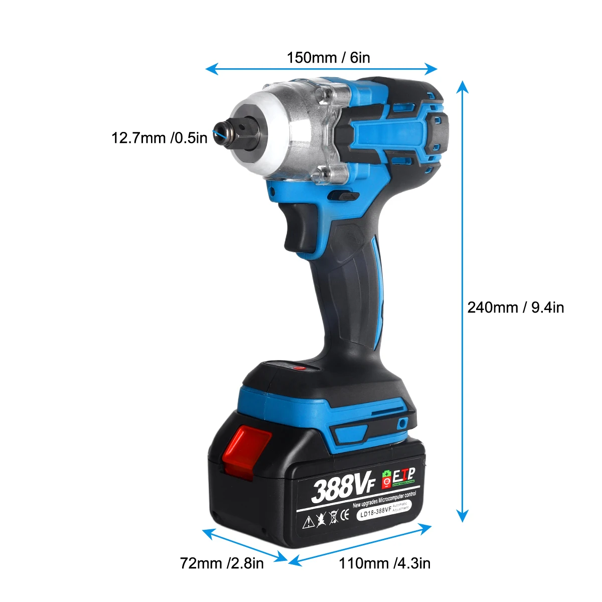 ประแจผลกระทบไฟฟ้าประแจไฟฟ้าไร้สายไร้แปรงถ่าน 1/2 นิ้วใช้งานร่วมกับ Makita 18V แบตเตอรี่ไขควงเครื่องมือไฟฟ้า