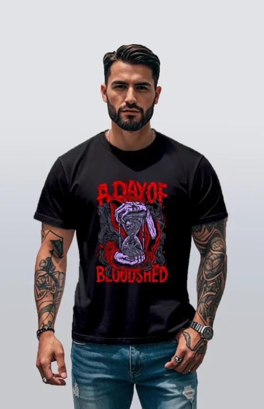 Mens Clothing  A day of bloodshed Printed Unisex High-Quality graphic Casual tees Unisex Casual Comfort cotton t shirts top tee