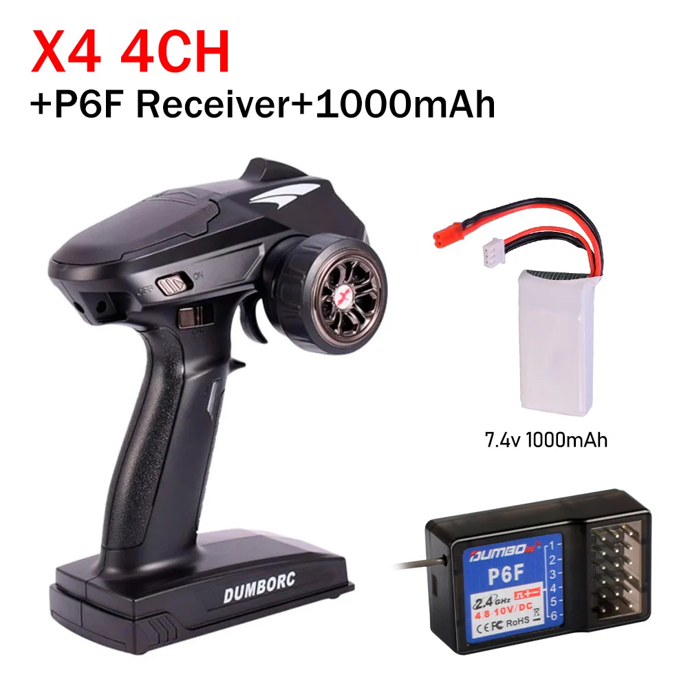 DUMBORC Zender Afstandsbediening 2.4G 6CH X6 met P6FG Gyro Ontvanger LED Lichtset voor 1/10 1/8 Crawler Axial SCX10 RC Auto