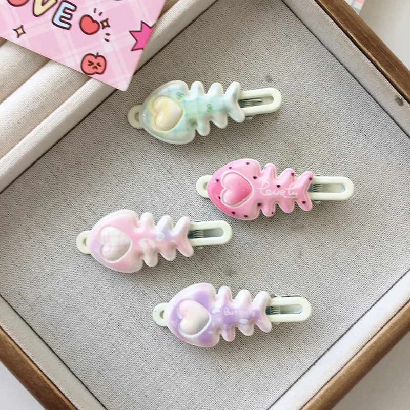 Simple Color Fishbone Hairpin Cute Bangs Clip Barrettes Sweet Side Clips Temperament All-match Duckbill Clip Hair Accessories