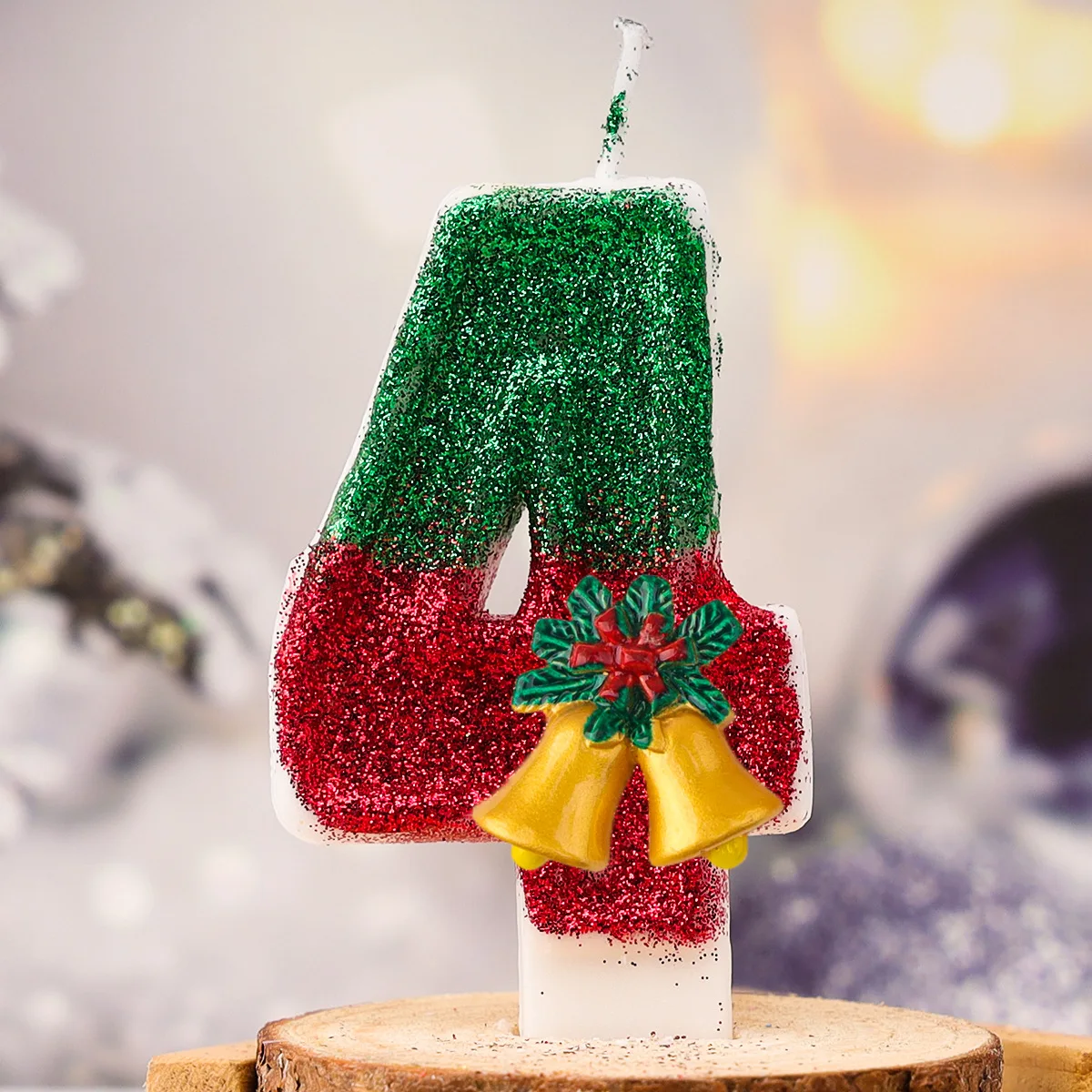 Christmas Number Birthday Candles with Bell New Year Candles for Cakes Decoration Red Green image 6