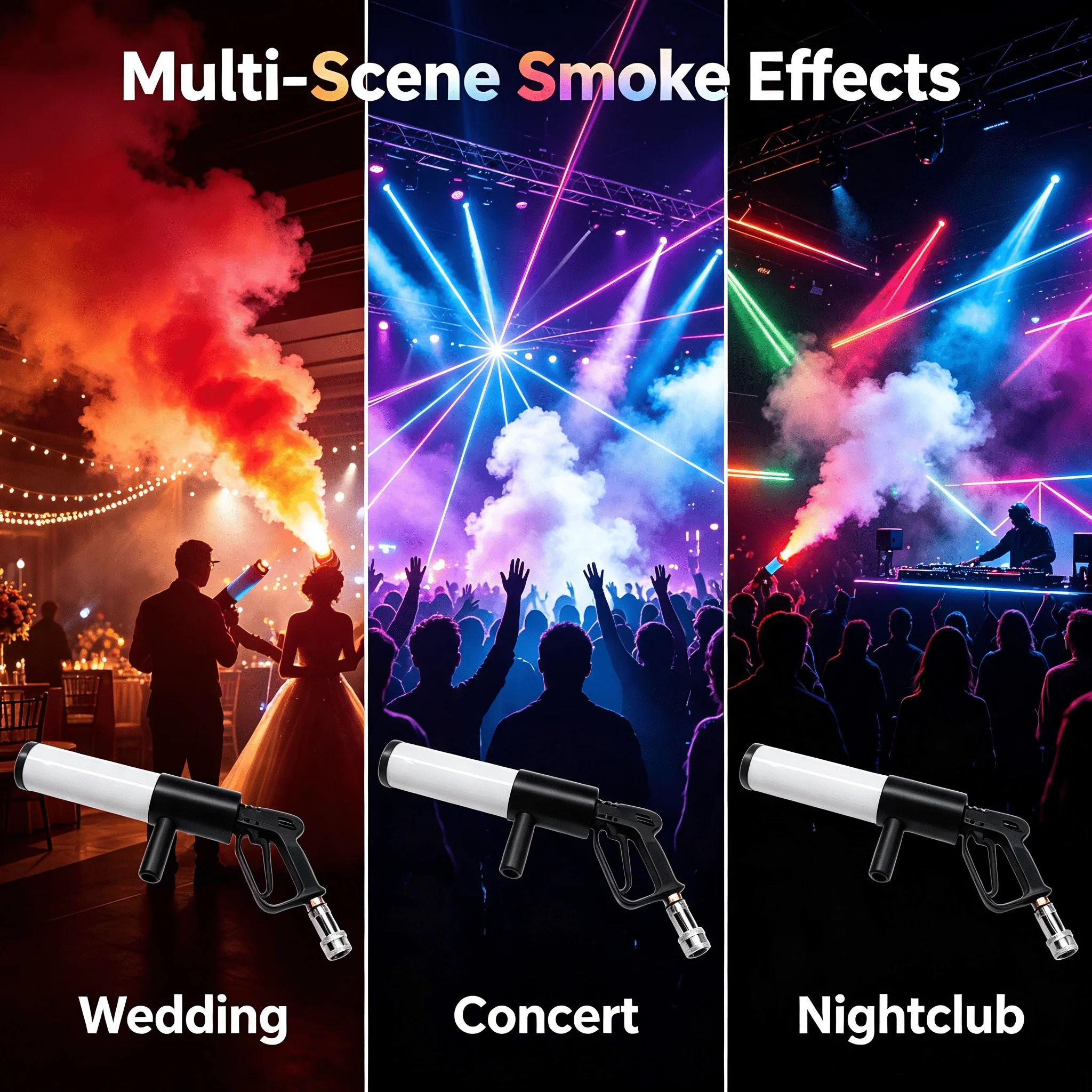 LED Carbon Dioxide Gas Column Gun Nightclub Bar DJ Handheld Dry Ice Stage CO2 Smoke Column Atmosphere Gun Prop Wedding  Party DJ