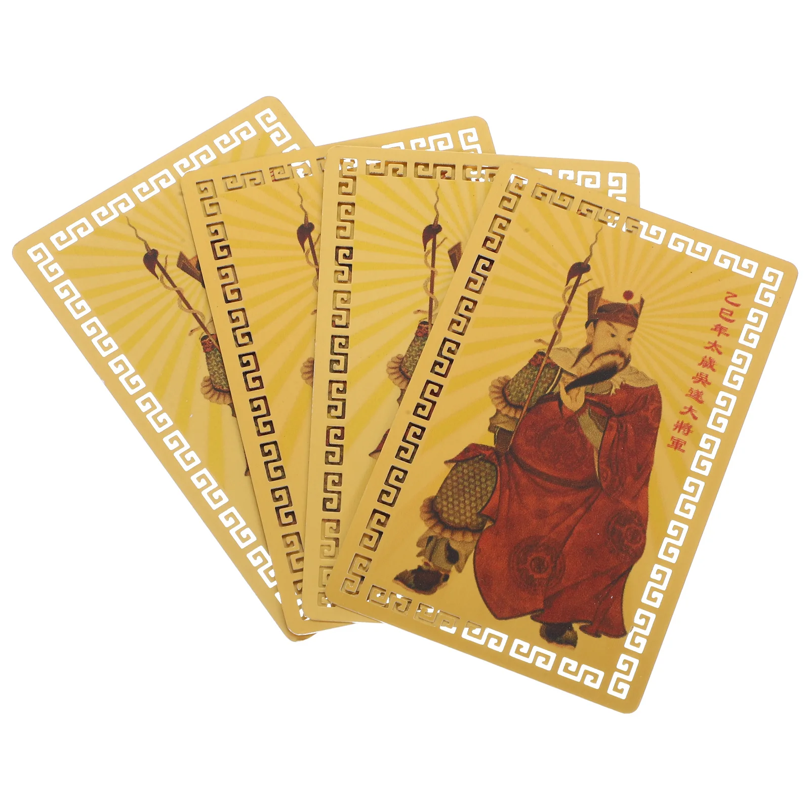 4 Pcs Tai Sui Gold Card Religious Amulet Metal Traditional Home Decor Chinese Protection Success and