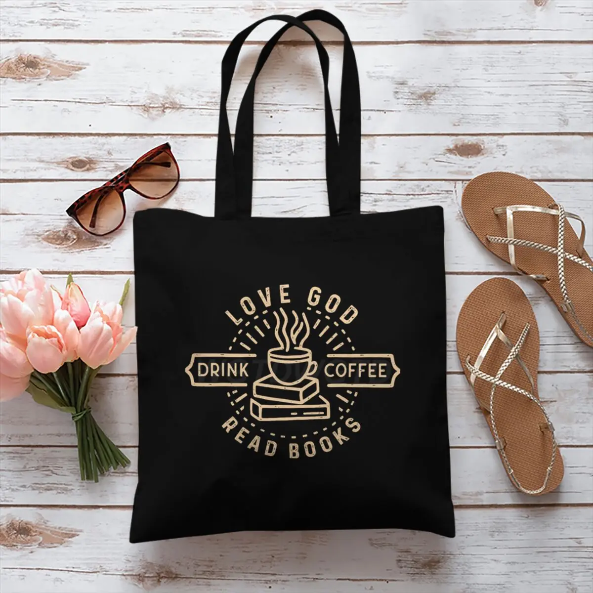 

Женские сумки с кофейной тематикой: винтажные сумки-тоут с принтом «Люби Бога, пей кофе, читай книги», подарок для любителей чтения, сумка через плечо