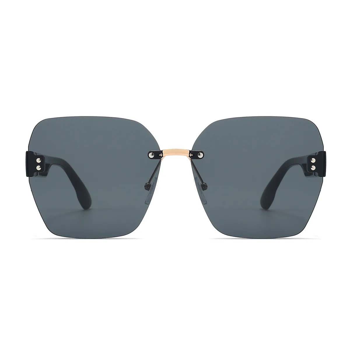 نظارات شمسية عصرية جديدة بطباعة كاكي بدون إطار بحافة مقطوعة كبيرة للنساء نظارات شمسية متعددة الأضلاع متدرجة (DS-8170)