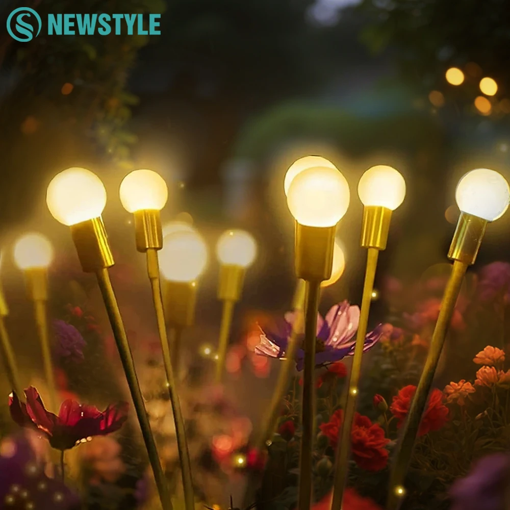 8 10 LED Firefly Light Warm White Solar Powered Swaying Lights Outdoor Waterproof Fairy Garden Light for Yard Patio Decoration