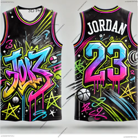 Chat GPT Smart Design USA Basketball Jersey Jordan Graffiti Street No. 23 Basketball Jersey Vest Quick-drying Basketball Jersey