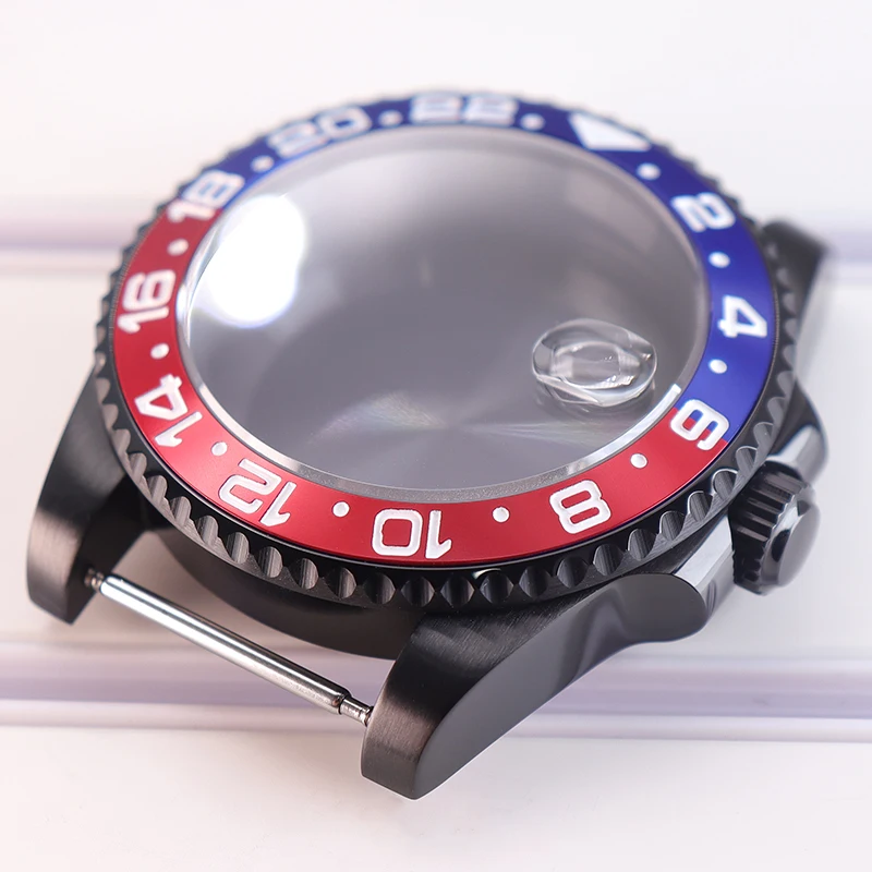 40mm Schwarzes Uhrengehäuse Saphirglas für Seiko NH35 NH36 NH34 NH38 ETA 2824 Miyota 8215 Uhrwerke 28,5mm Zifferblatt GMT Zweifarbige Lünette – Detail 4