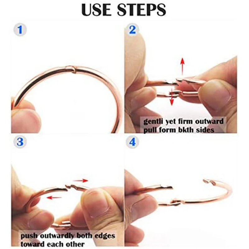 50Piece Book Ring Assorted Set Rose Gold Metal Loopbook Binder Hinge Buckle DIY Binding Ring