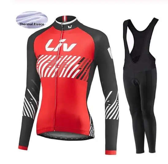 2024 Liv Bike Women\'s Fleece Long Sleeved Set, Comfortable And Warm Outdoor Mountain Bike Women\'s Winter Cycling Clothes