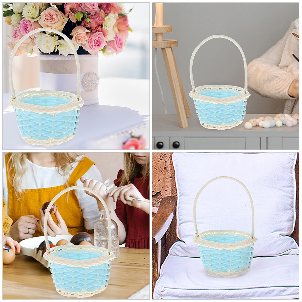 

6pcs Pink Plastic Woven Baskets Children H bags Baby Shower Storage Small Favors Party Decorations Durable H Bedroom