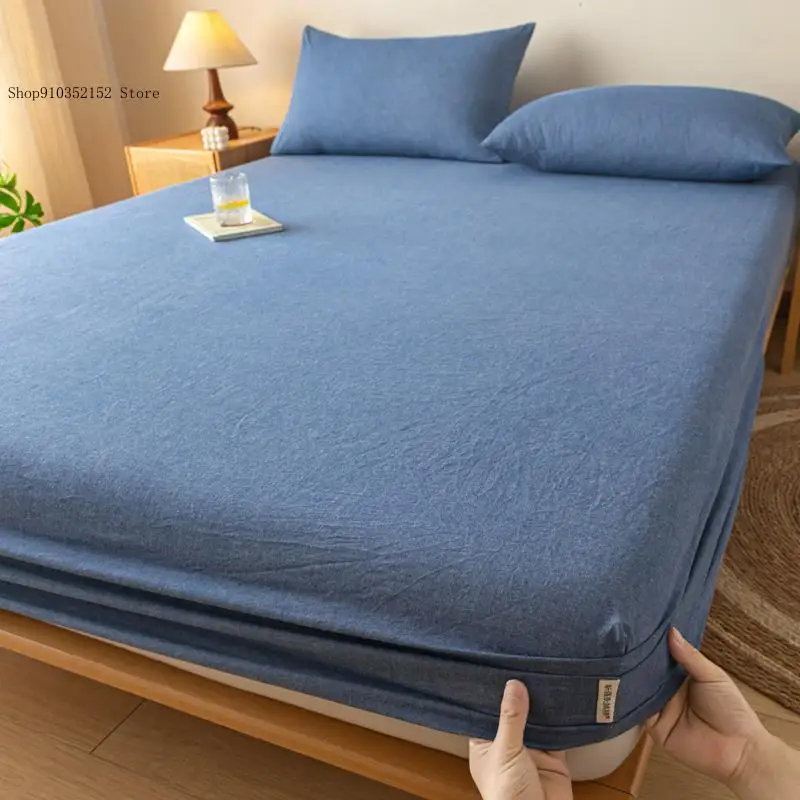 Summer and Autumn Pure Cotton Old Coarse Cloth Bedsheet Single Piece Cotton Dust Cover Anti Slip Mattress Sheet Protective Cover