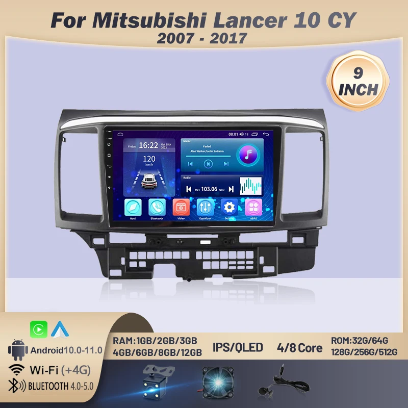 MAMSM Car Radio for Mitsubishi Lancer 10 CY Fortis 2007 - 2017 9 Inch Android Multimedia Video Audio Player Carplay Stereo