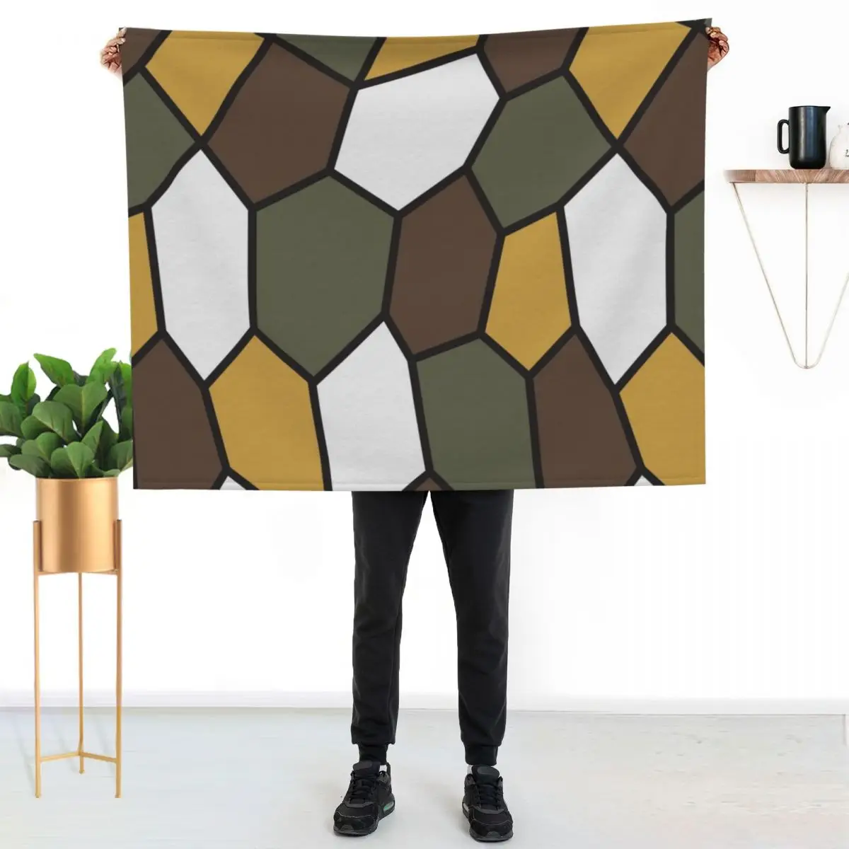 

British Lozenge Camouflage Throw Blanket Luxurious Soft Fuzzy Blanket for Sofa Bed