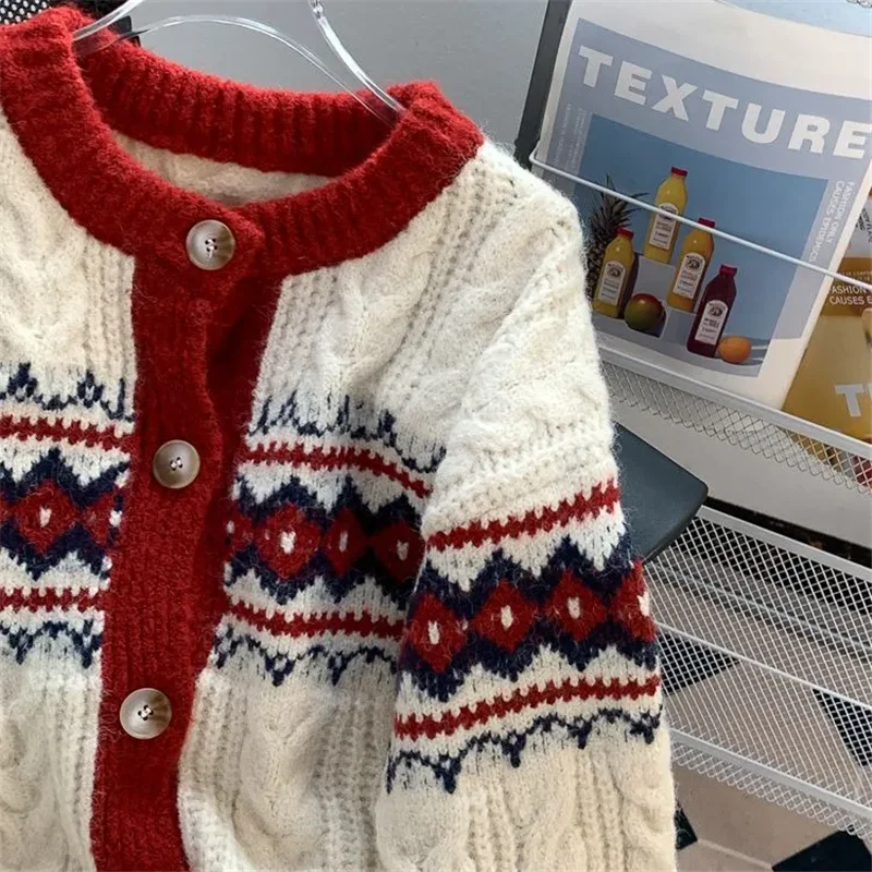 

Autumn Winter Christmas Day Red Cardigan Sweater Women 2026 New Fashion Loose Casual Knitwear Button Outerwear Female