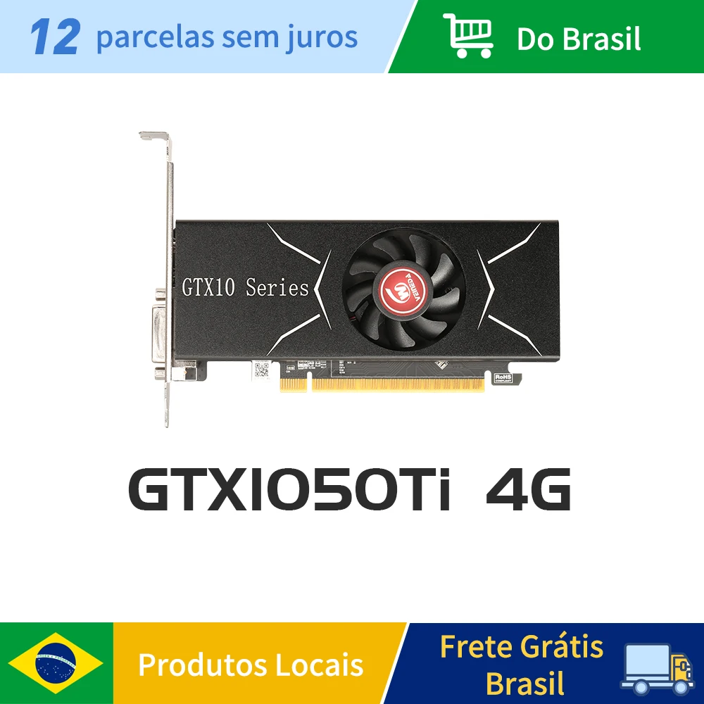 Tarjeta de vídeo VEINEDA para tarjeta gráfica de ordenador de perfil bajo PCI-E GTX 1050Ti GPU 4G DDR5 para tarjeta nVIDIA Geforce Game LP