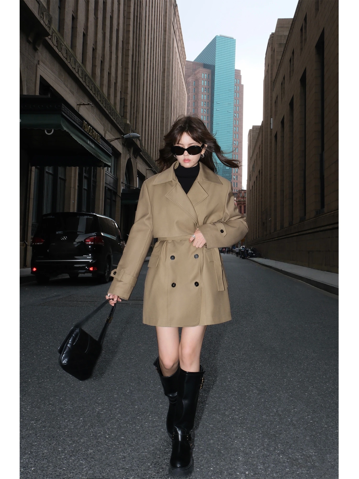 

Женское пальто NEVA HU средней длины, свободного кроя, ветровка с длинными рукавами, V-образным вырезом, двубортное, из полиэфирного волокна