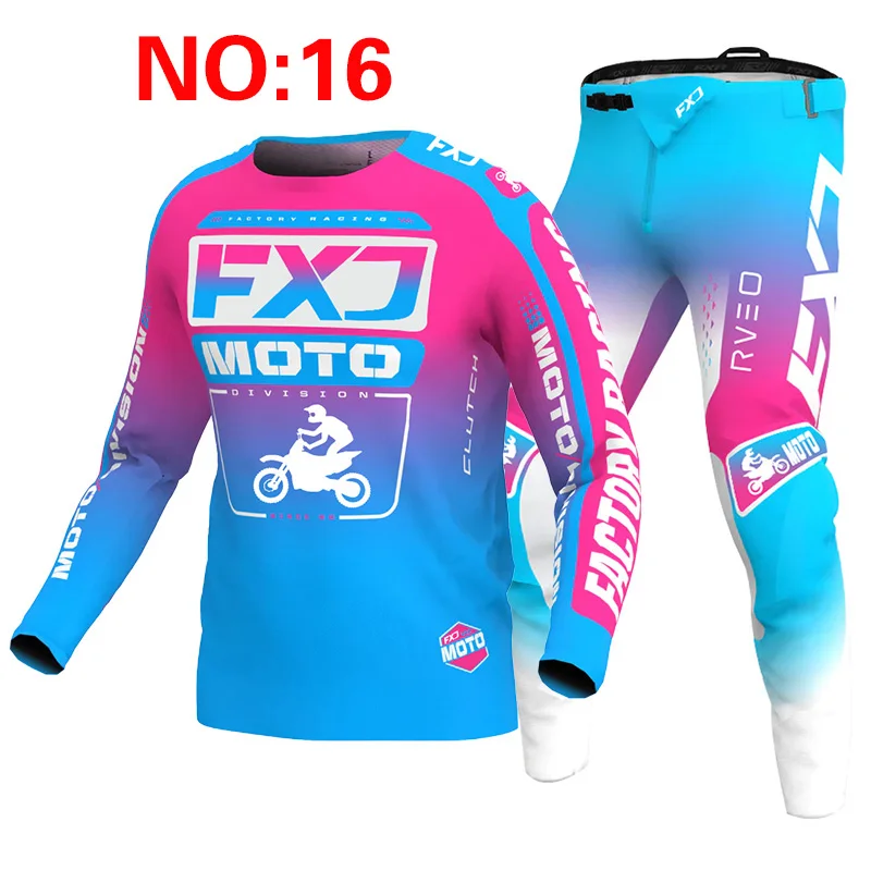 NOUVEAU 2025 FXJ rose enduro motocross ensemble d'équipement mx jersey pantalon vert moto vêtements vtt carracing costume équipement tout-terrain