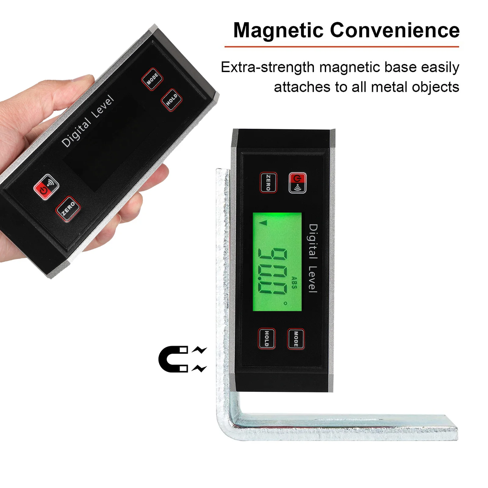 

Digital Level Protractor Inclinometer V-Groove Magnetic Base Backlight Angle Gauge For Automotive Wood Machinery