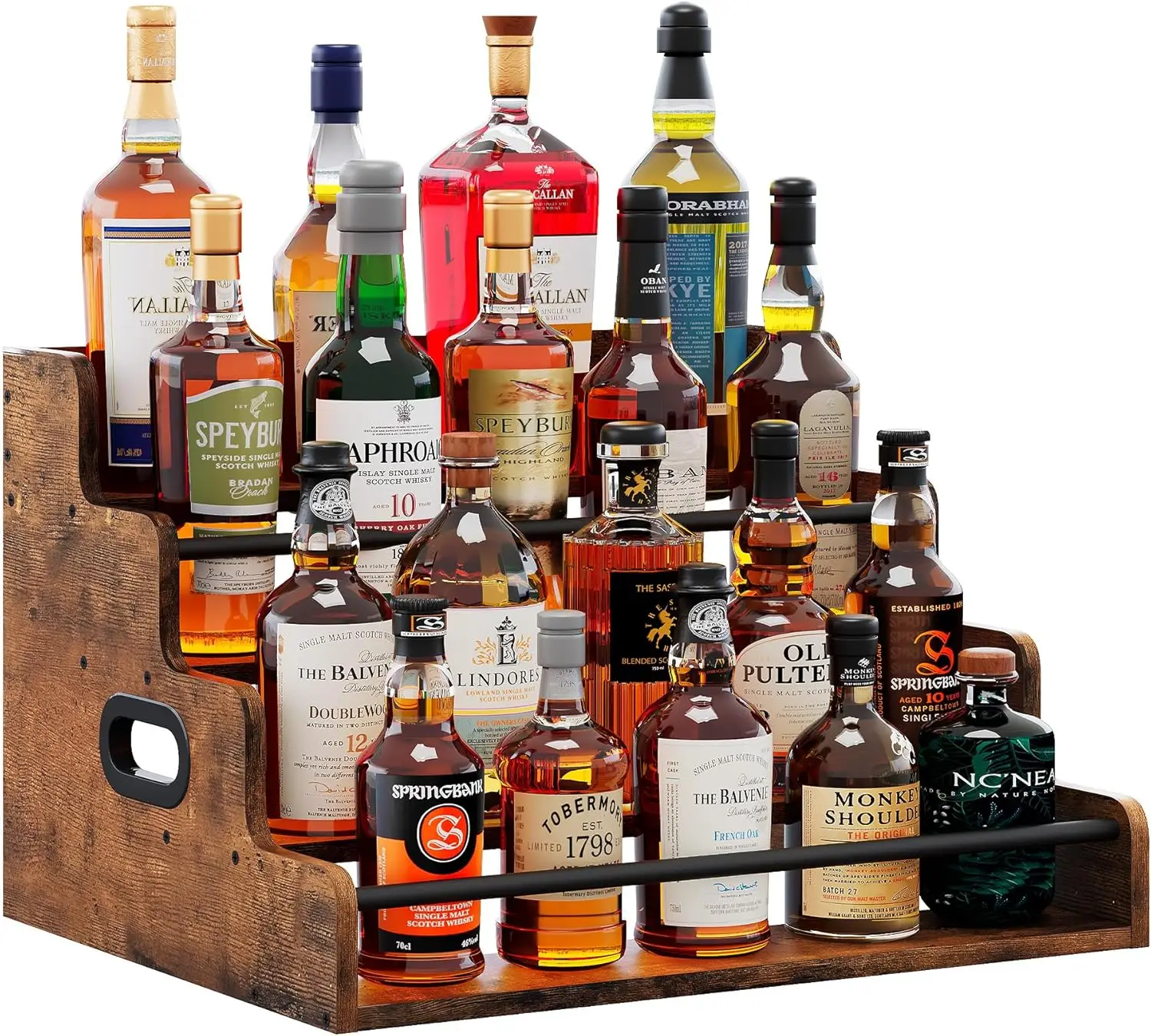 

19.6”W x 15.74" D x 12.5" H Inches Versatile 4-Step Coffee Syrup & Water Bottle Organizer Rack lti-Functional Retro D