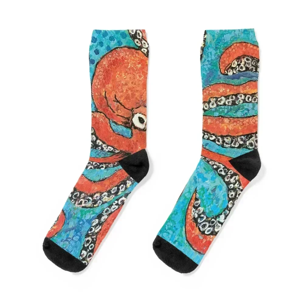 Red Octopus Blue Back Socks short japanese fashion new in's floor Boy Socks Women's