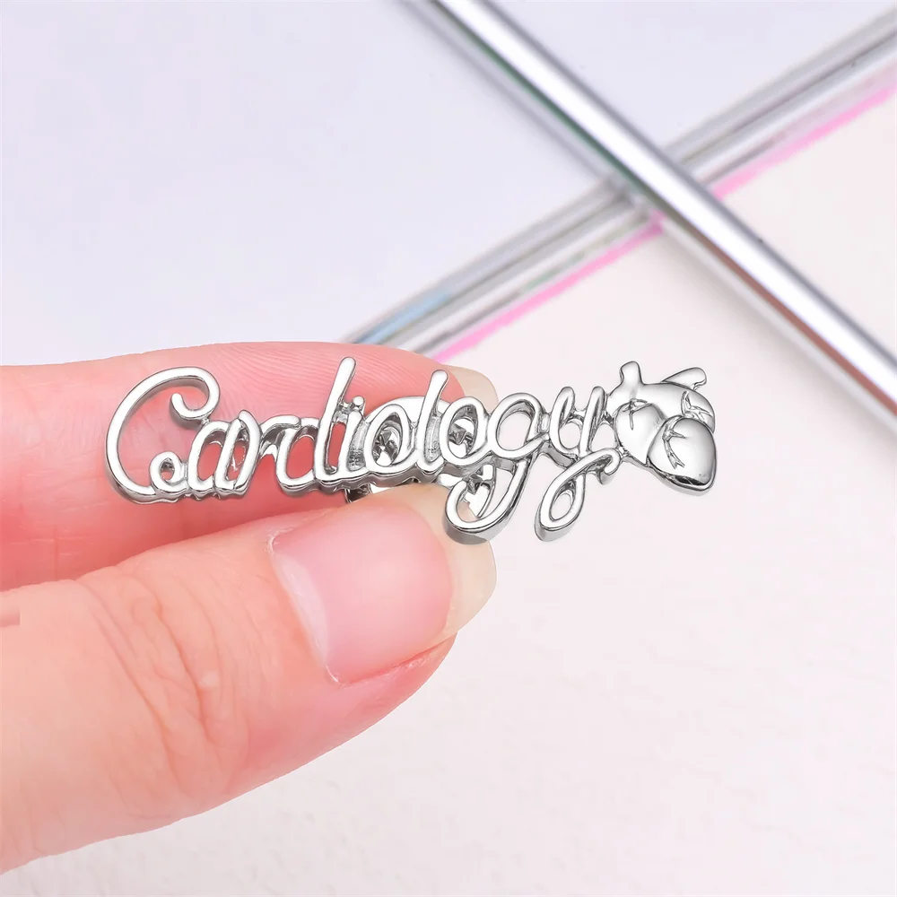 Cardiology Lapel Pin Medical Fashion Gold Plated Heart Brooch Doctor Nurse Metal Badge Friend Birthday Gift