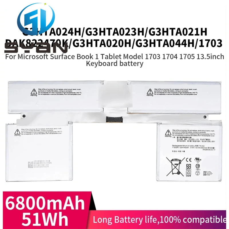 

SYan 1703 1704 1705 Keyboard Battery For Microsoft Surface Book 1 Table Computer Battery G3HTA024H G3HTA021H G3HTA023H