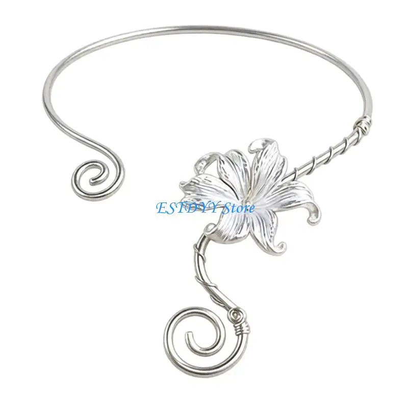 G6DE And Modern Floral Statement Necklace Lightweight Yet Sturdy Clavicle Chain Adornment Everyday Neck Jewelry