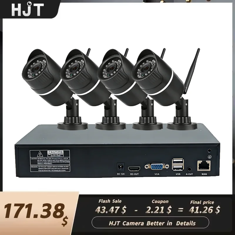 HJT 5MP 10CH WIFI NVR Video Audio Record ONVIF CCTV 940nm IP Security Surveillance Camera System Kit Set Outdoor House Waterproo