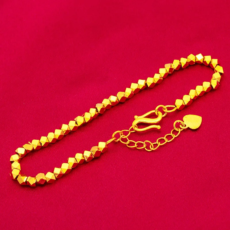 

Broken Gold Bracelet for Women, 24K Gold, AU999 | Polished gold beads on delicate chain, radiant for daily elegance.