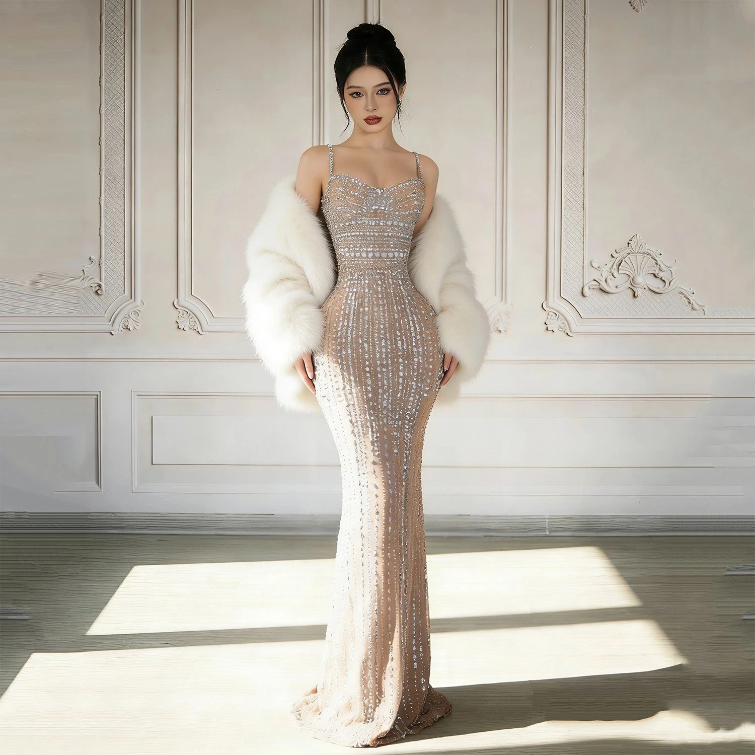 

Модное вечернее платье со стразами для женщин, для выступлений, вечеринок, сцены, подиума, бара, торжественных мероприятий XS11017