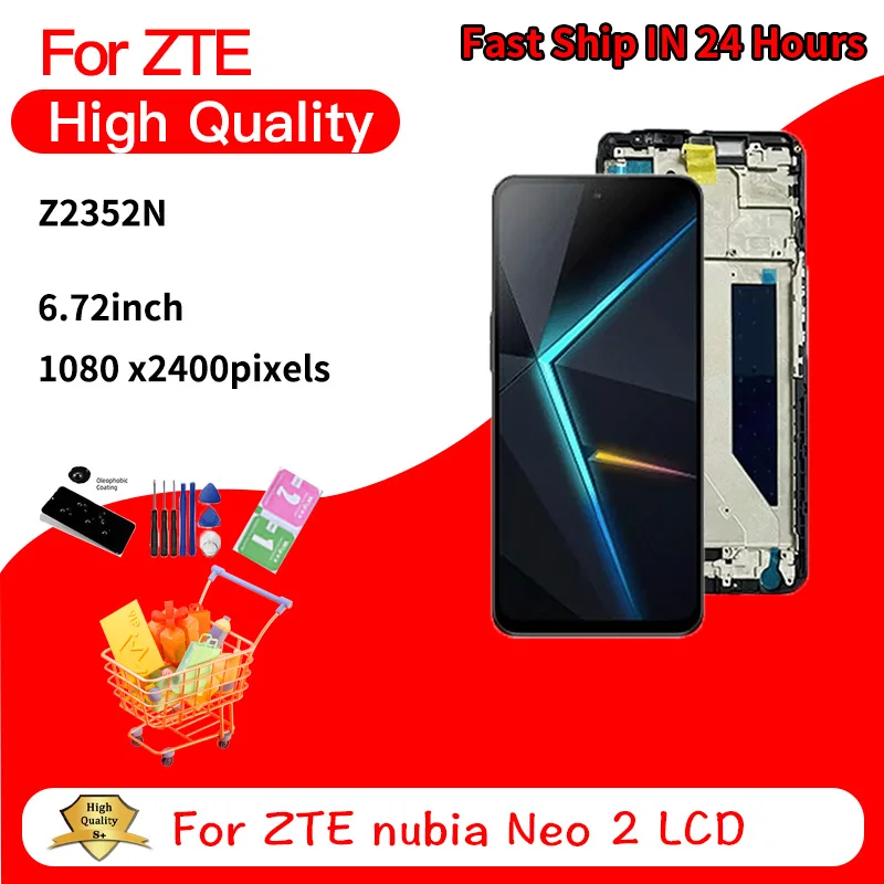 Pantalla LCD de 6,72 pulgadas AAA + para ZTE nubia Neo 2 5G Z2352N, montaje de digitalizador con pantalla táctil para ZTE nubia Neo2, repuesto LCD
