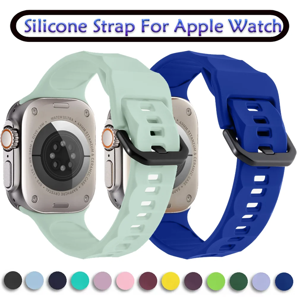 Wellenförmiges Silikonarmband für Apple Watch Ultra 3 49mm 11 10 9 8 7 46mm 42mm 45mm 41mm Neues Armband iWatch 6 5 4 SE 44mm 40mm Correa