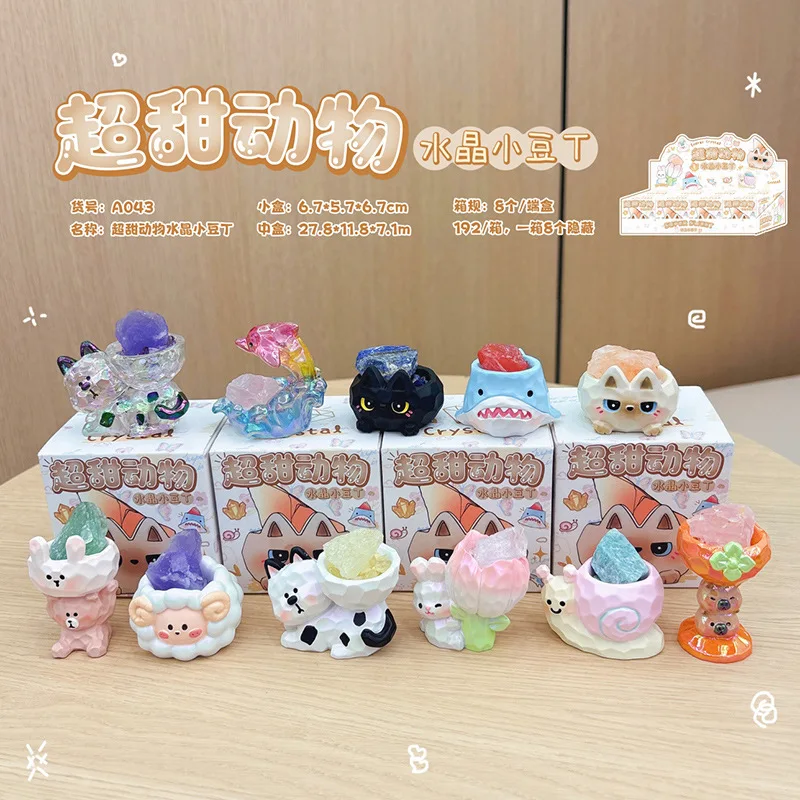 Cute Animal Crystal Mini Figurine Blind Box Cute Pet Statue With Natural Lucky Crystal Stone Desktop Ornament Surprise Toy Gifts