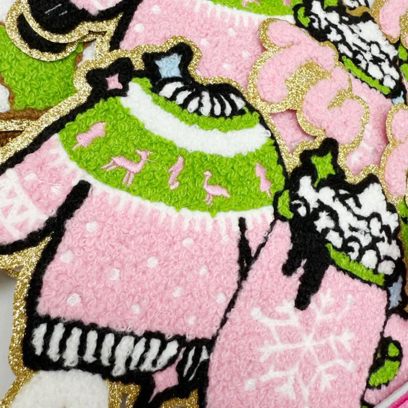 1 قطعة كبيرة مرح مشرق الكي التصحيح عيد الميلاد المطرزة النسيج التصحيح هوديي سترة شجرة عيد الميلاد سانتا كلوز التصحيح الديكور