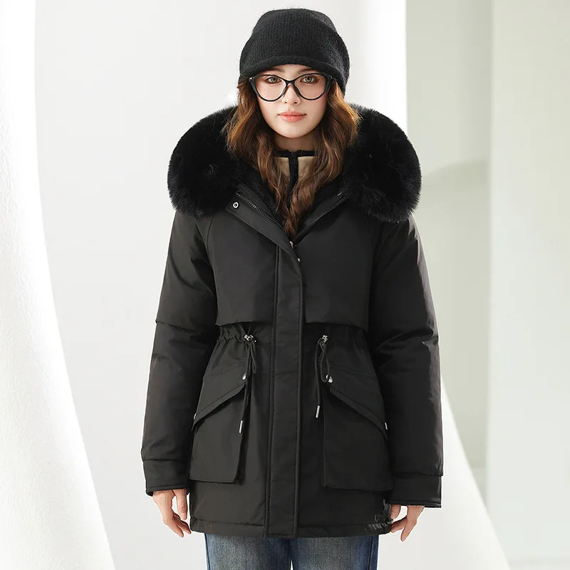 Parkas Apparel Womens Fall Feminine Minimalist Woven Long-Sleeved Opening Panelled Cinched Stand-Collar Baffled Multi-Functional view 6