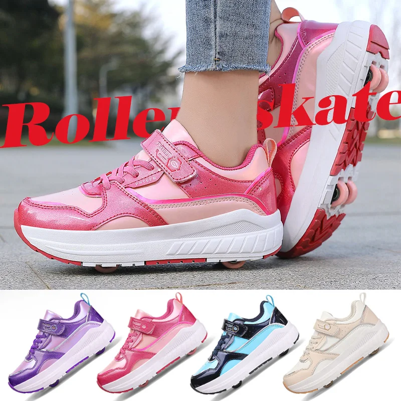 

Kids 4-Wheel Roller Skates Shoes New Sneakers For Boy and Girls Outdoor sport Skating Skates Shoes With Wheels