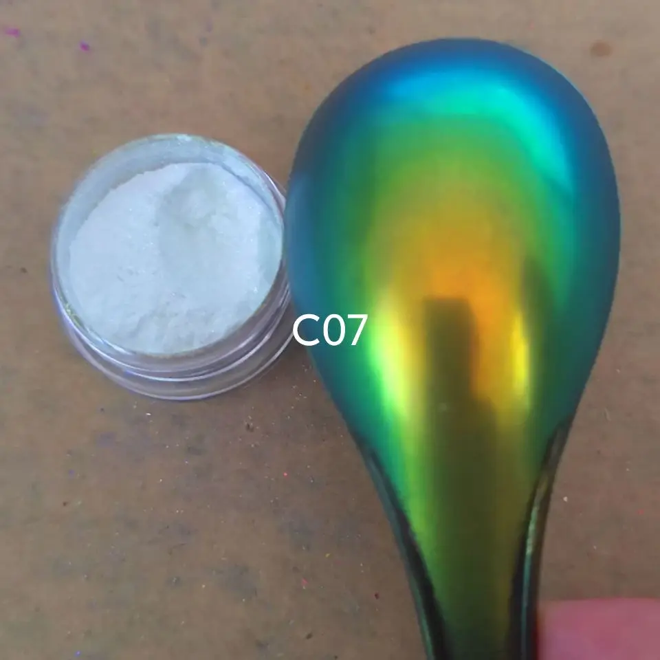 Iridescent Rainbow White Aurora Chrome Super Shifting Chameleon Colorshift Automotive Paint Pigment Powder C07