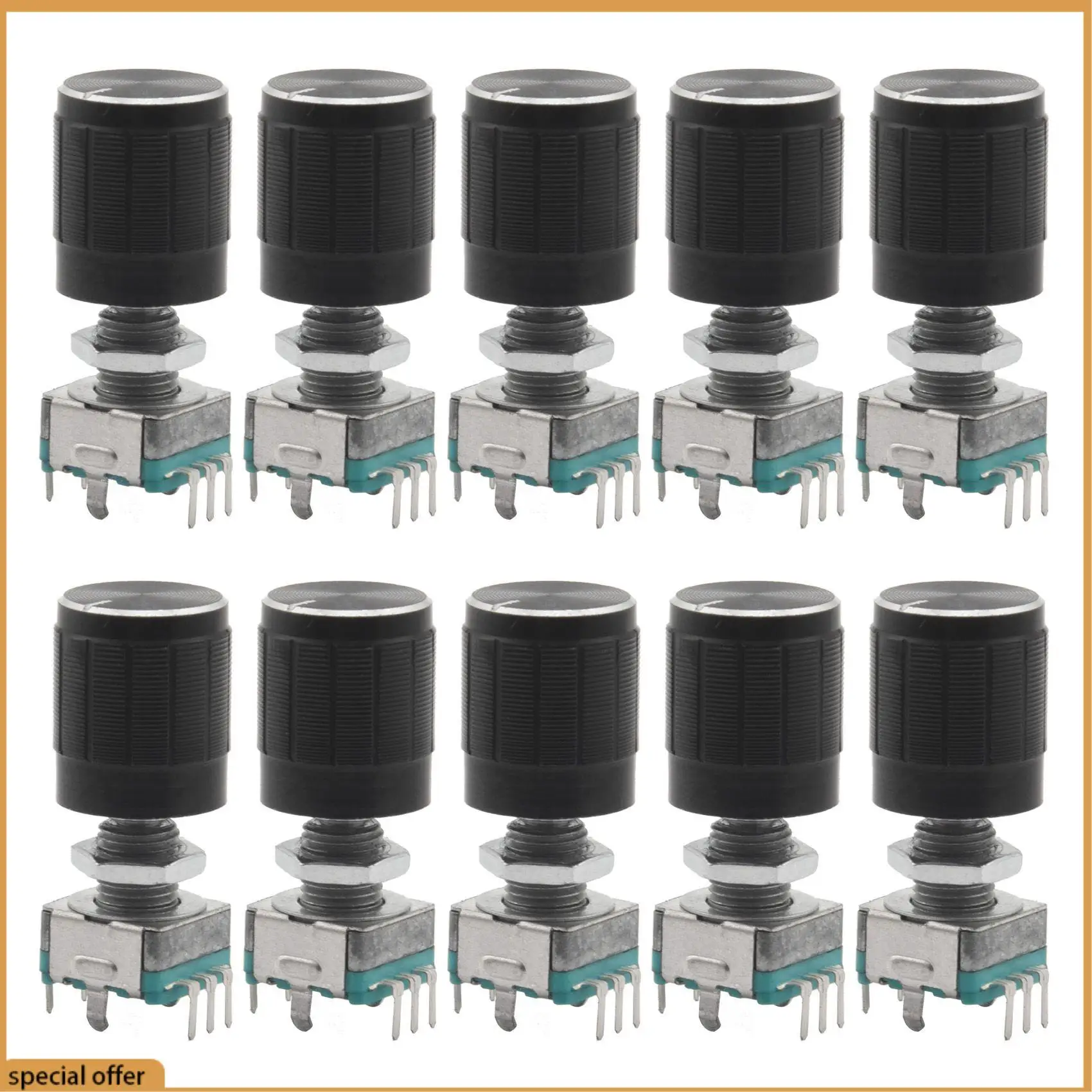 A68Z (7 Pin 20MM)10 PCS 360 Degree EC11 Rotary Encoder Code Switch Digital Potentiometer With Caps