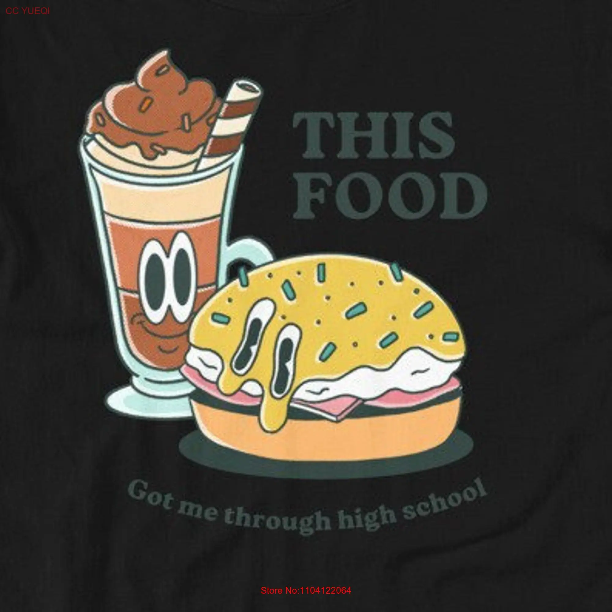 Food T Shirt Hamburger and Milkshakes Funny Fashion Instagram Highschool long or short sleeves