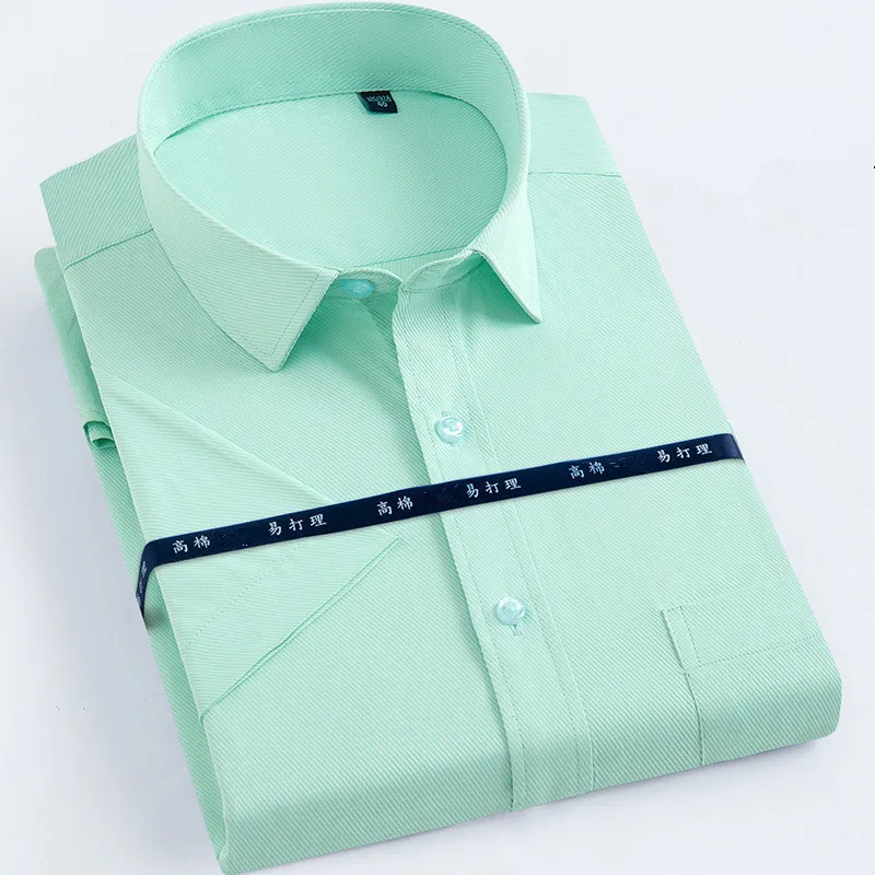 7XL Plus Size Men's Short Sleeve Shirt Summer Classic Casual Solid Stripe Business Dress Formal Fashion Leisure Social Clothes