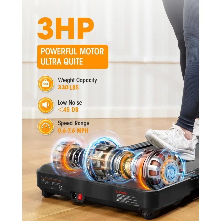 Большая прогулочная площадка с ручкой, расширенный беговой ремень 17 дюймов, беговая дорожка с наклоном 15%, 7,6 миль в час, беговая дорожка мощностью 3,0 л.с.