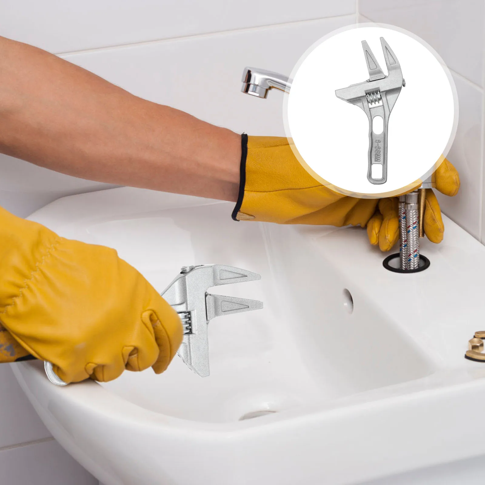 

Aluminum Alloy Adjustable Wrench Large Opening Short H Bathroom Faucet Pipe Maintenance Tool Spanner For Narrow Spaces H