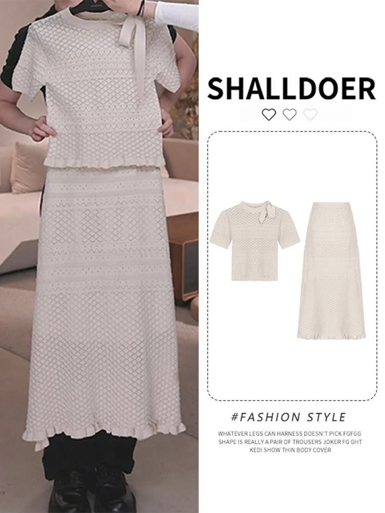 

Spring 2026 Women's Ice Cool Mesh round Neck Hollow out Belted Luxury Fashion Set Casual Style Short Sleeve High Waist Pants