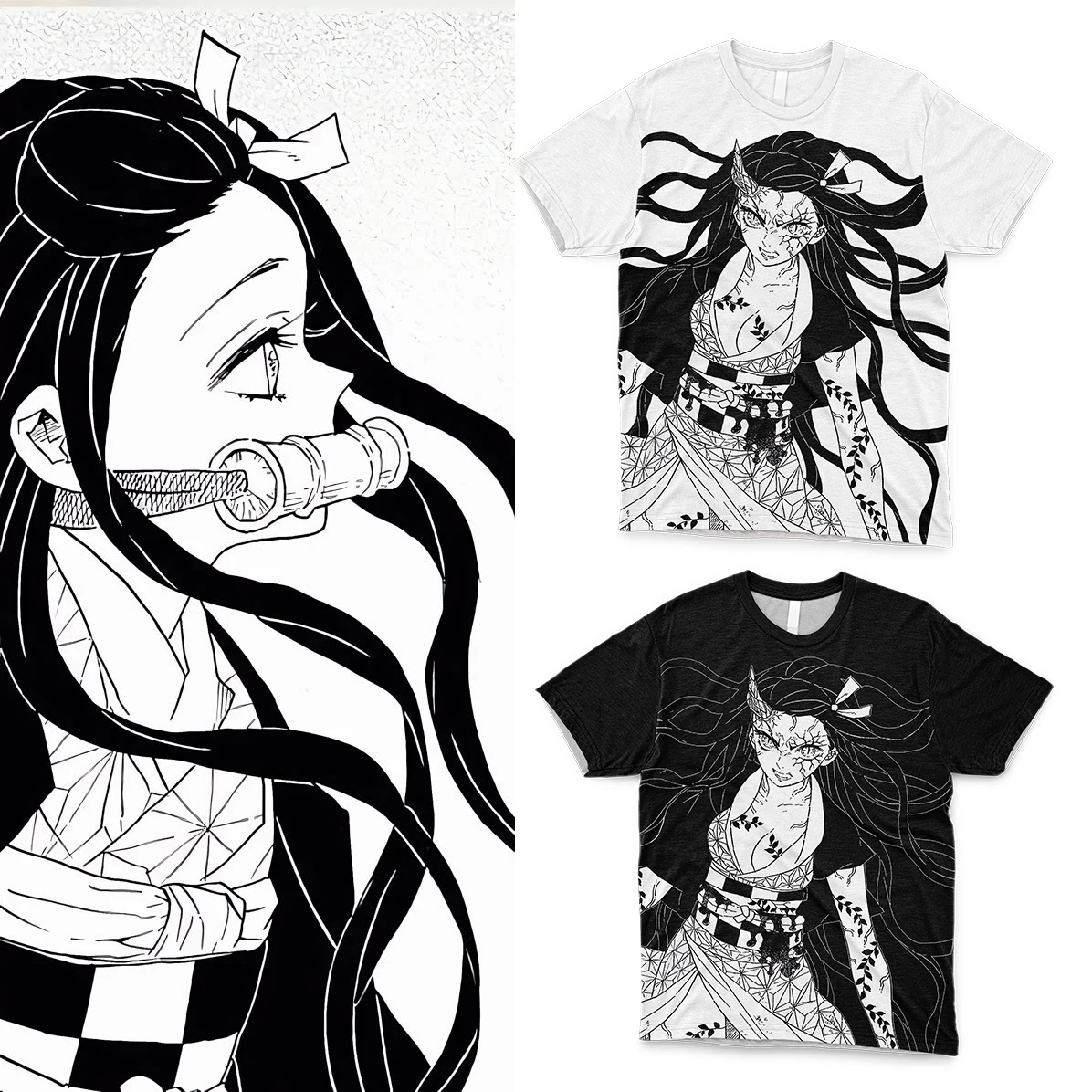 Fashionable New Japanese Anime Demon Slayer Pattern T-shirts Japan Cartoon Nezuko Trendy Women T Shirt Halloween Cosplay Tops