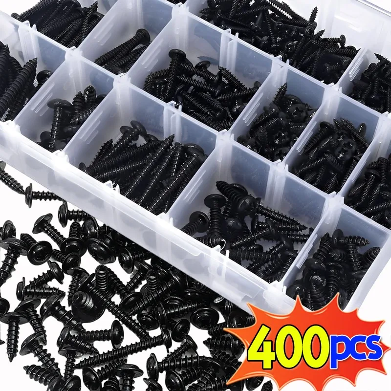 

Black Self-Tapping Screws Carbon Steel Flat Head Threaded Screw DIY Woodworking Fasteners Hardware Repair Tools Assortment Kits