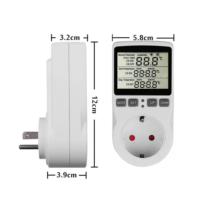 LCD Digital Thermostat Temperature Controller Socket Outlet With Timer Switch Heating Cooling Adjustment